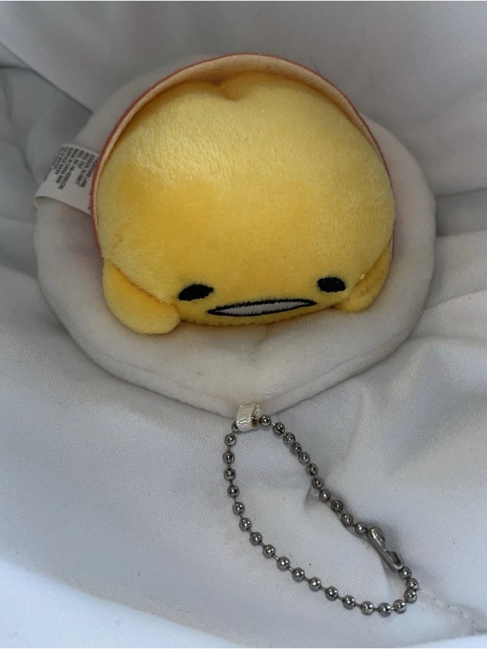 Gudetama “Lazy Egg with Bacon” Stuffed Animal Plush Keychain (4.5") Sanrio